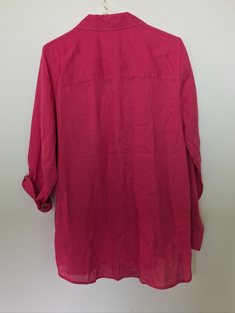 Sigrid Olsen Dark Pink Linen New Large Long Sleeve Top Shirt Blouse - Picture 9 of 11